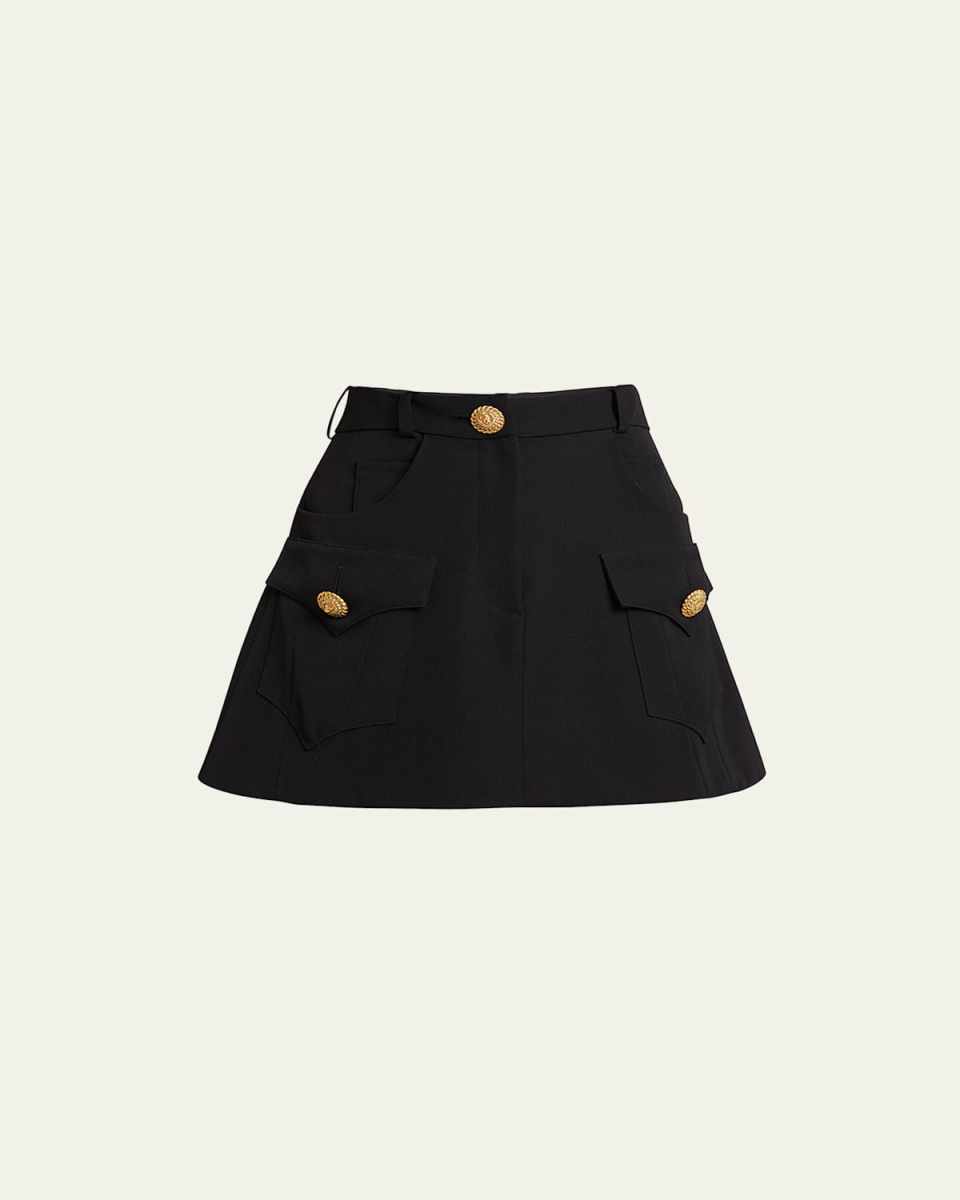 Trapeze Mini Skirt with Flap Pockets
